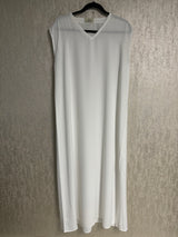 White Slip-On Dress with V-Neck (Nyda)